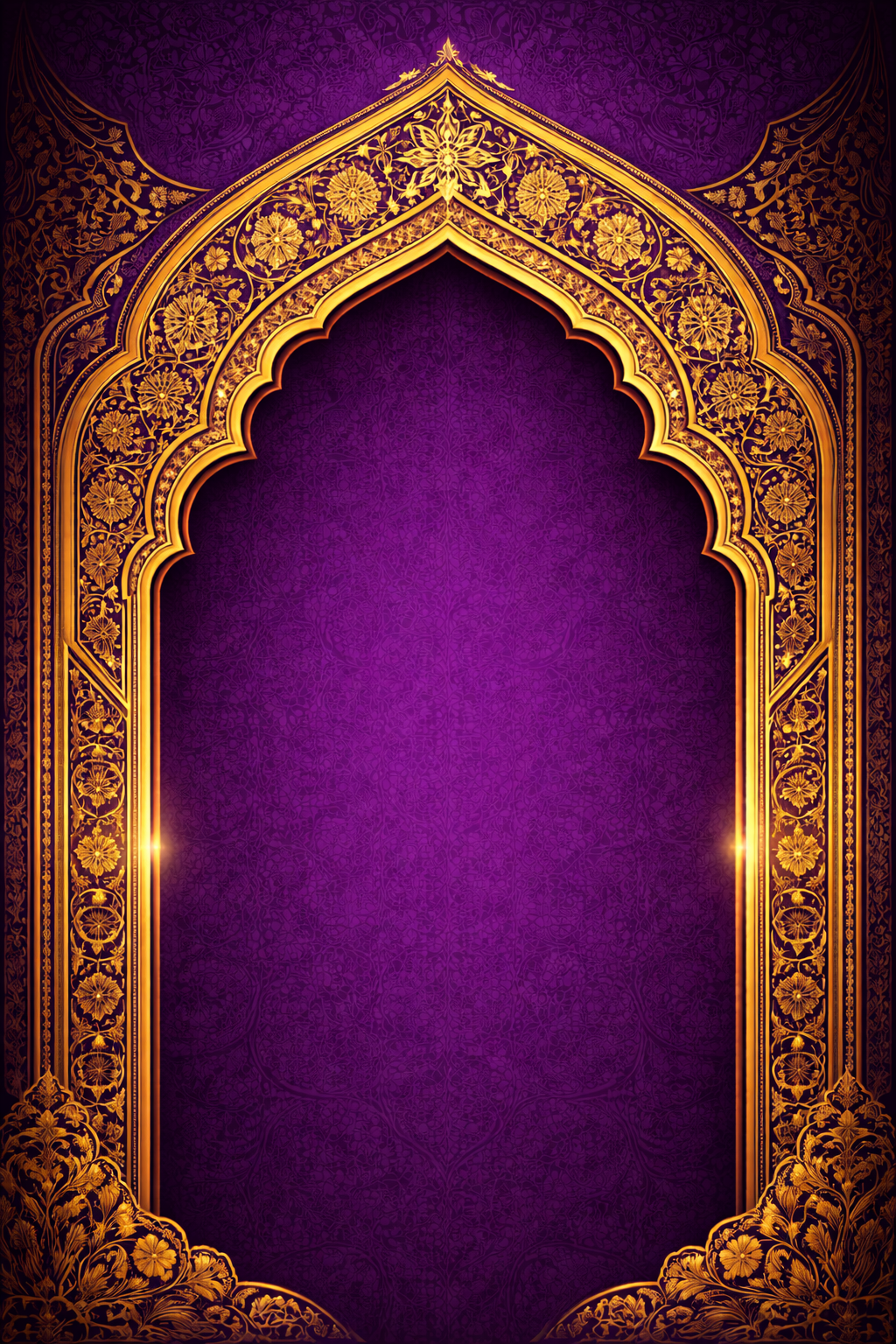 Islamic Mihrab Arch — Gold on Royal Purple